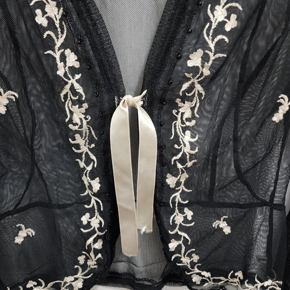 New York & Company Long Sleeve Sheer Mesh Cardigan Black Whimsigoth Witchy Sz XS - Picture 4 of 11